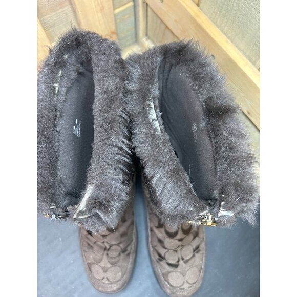 Coach Faith Brown Signature Fur-Lined Winter Boots Womens Size 8.5 - Picture 4 of 10